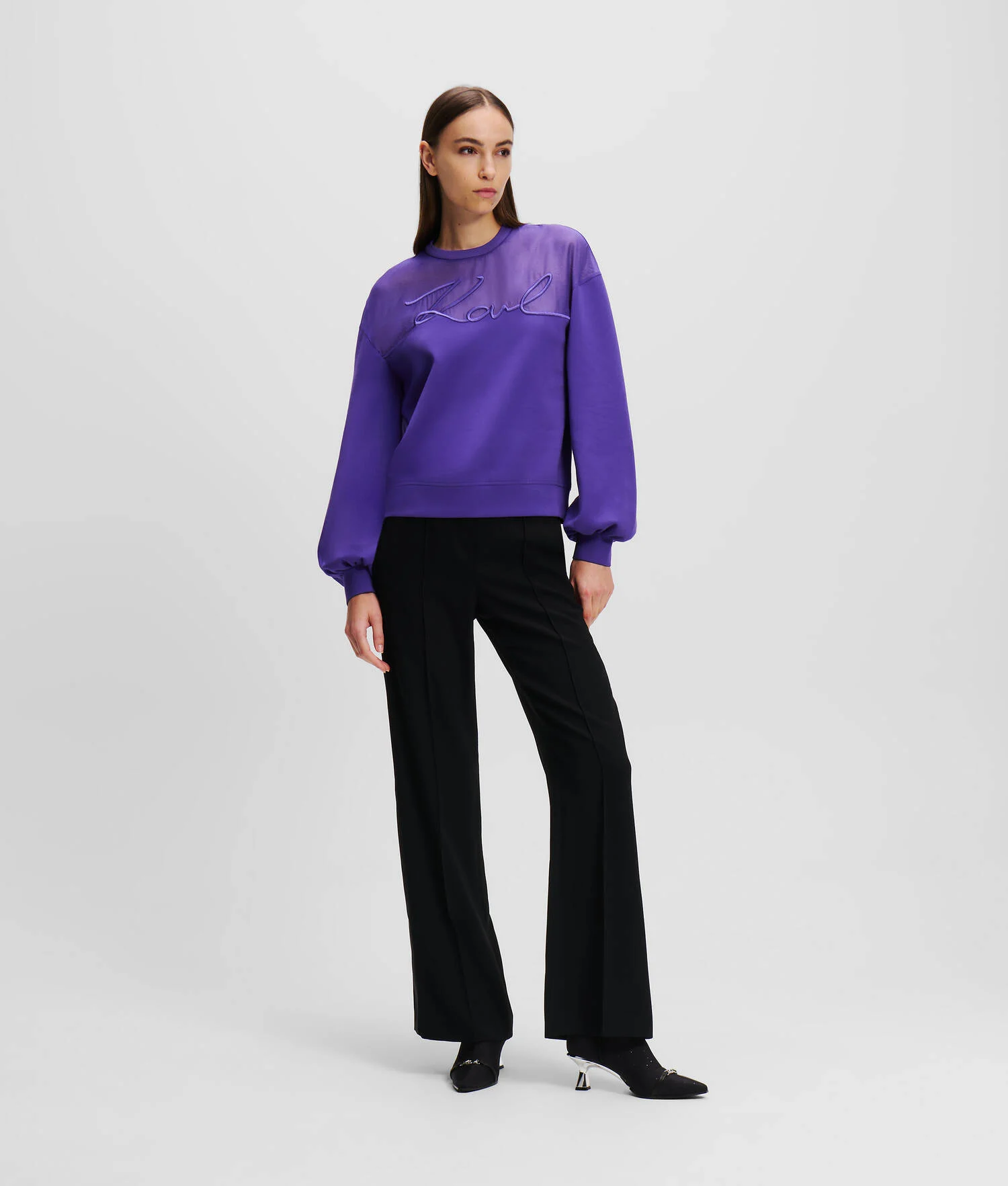 SWEAT-SHIRT EN TISSU MÉLANGÉ KARL SIGNATURE