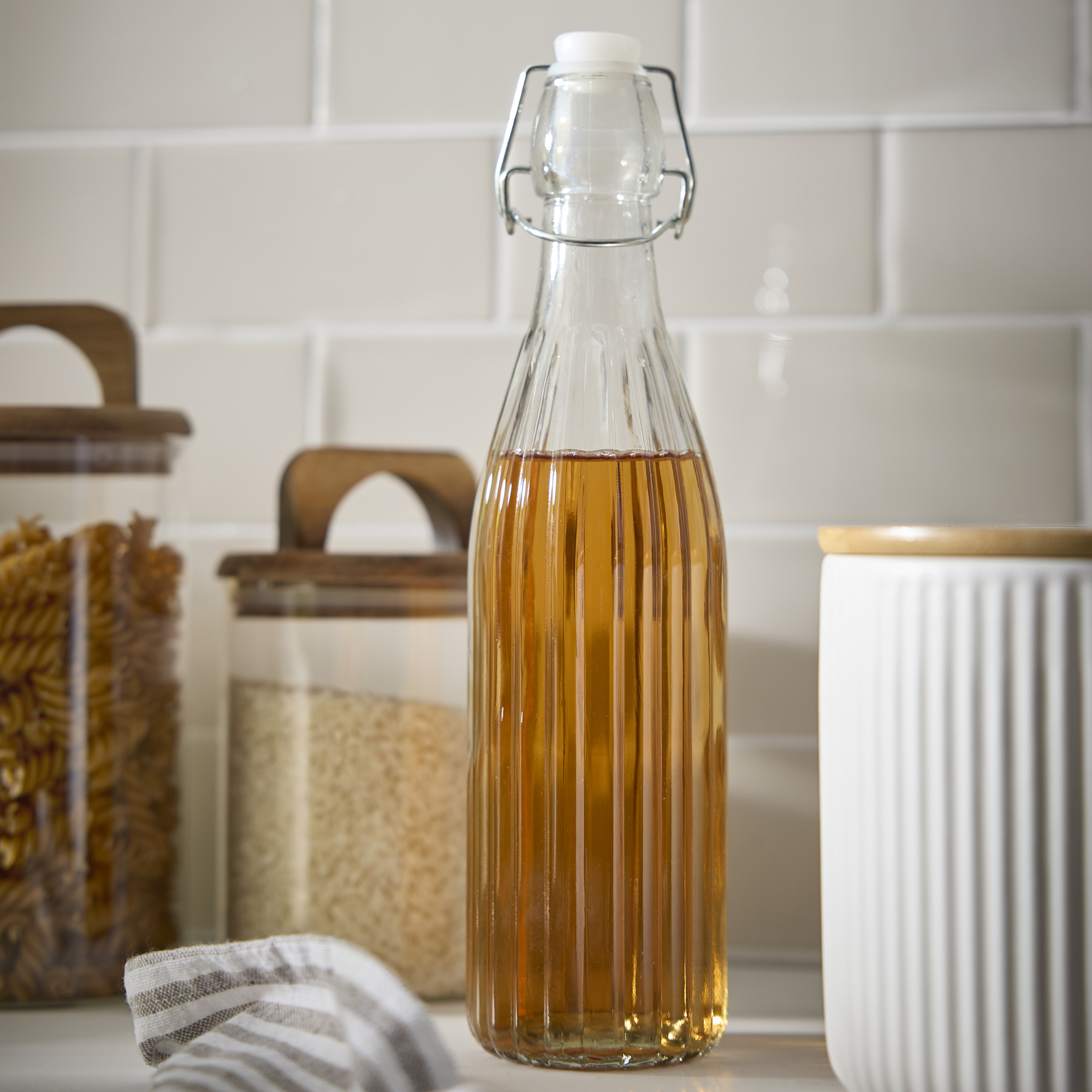 Bügelflasche Rille, klar, 500 ml