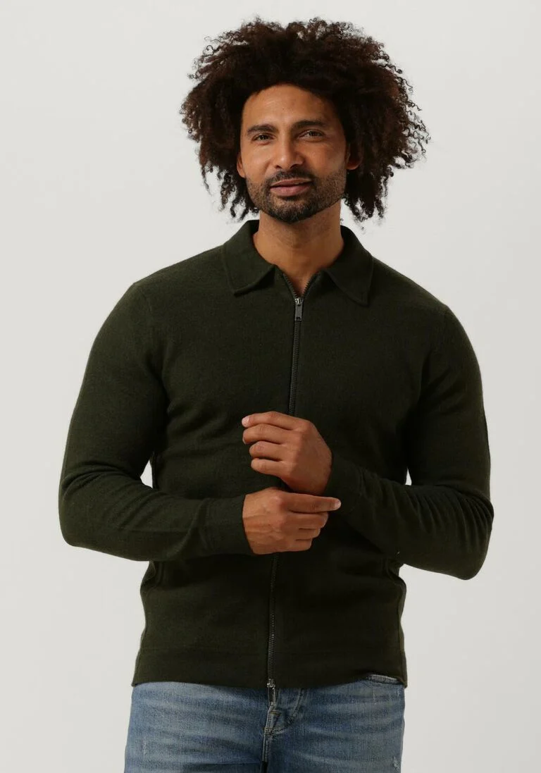SELECTED HOMME groene selected homme vest belo ls knit zip cardigan