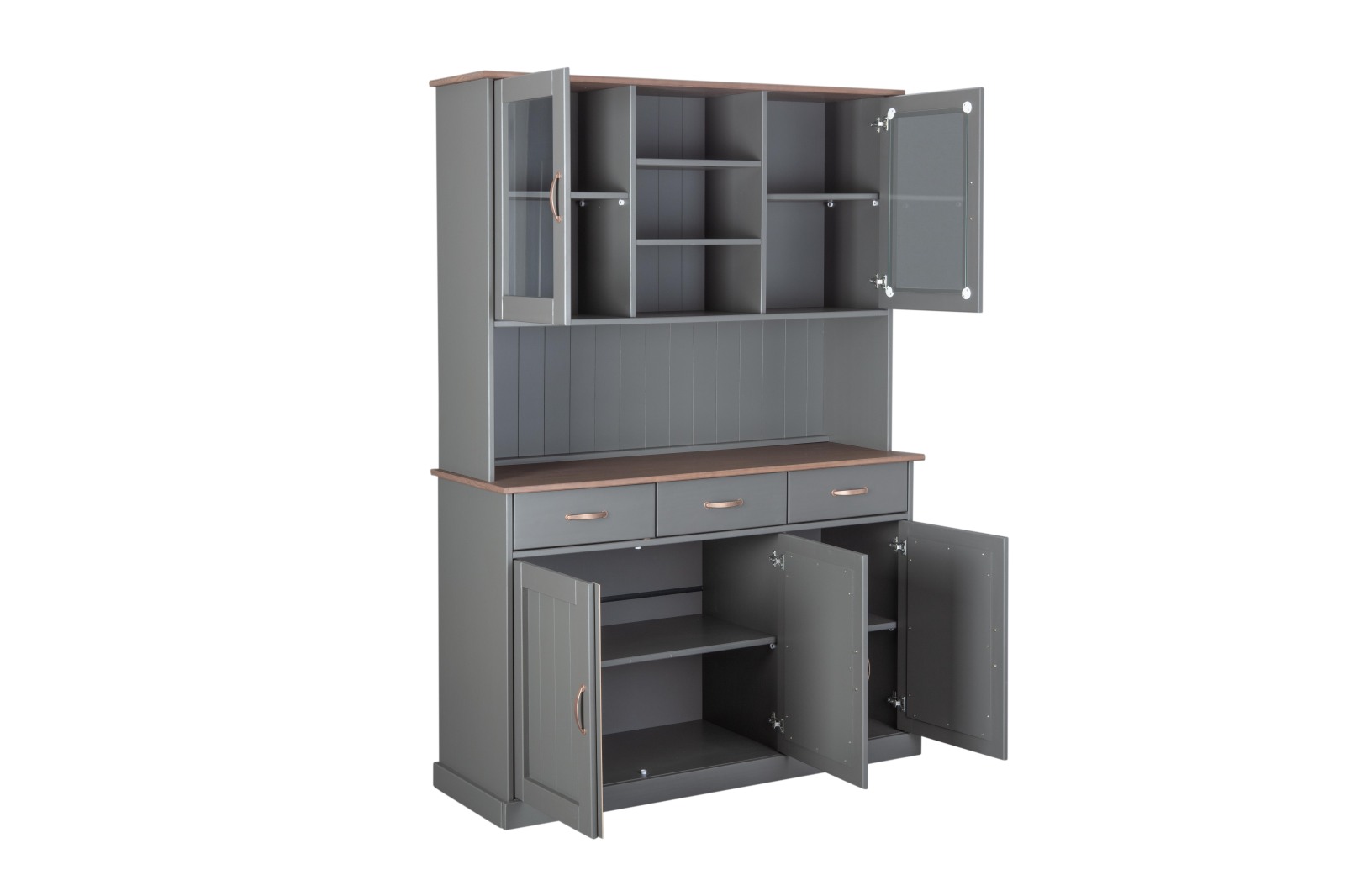 Buffetschrank LUZERNA - grau - Kiefer massiv - 131 cm breit