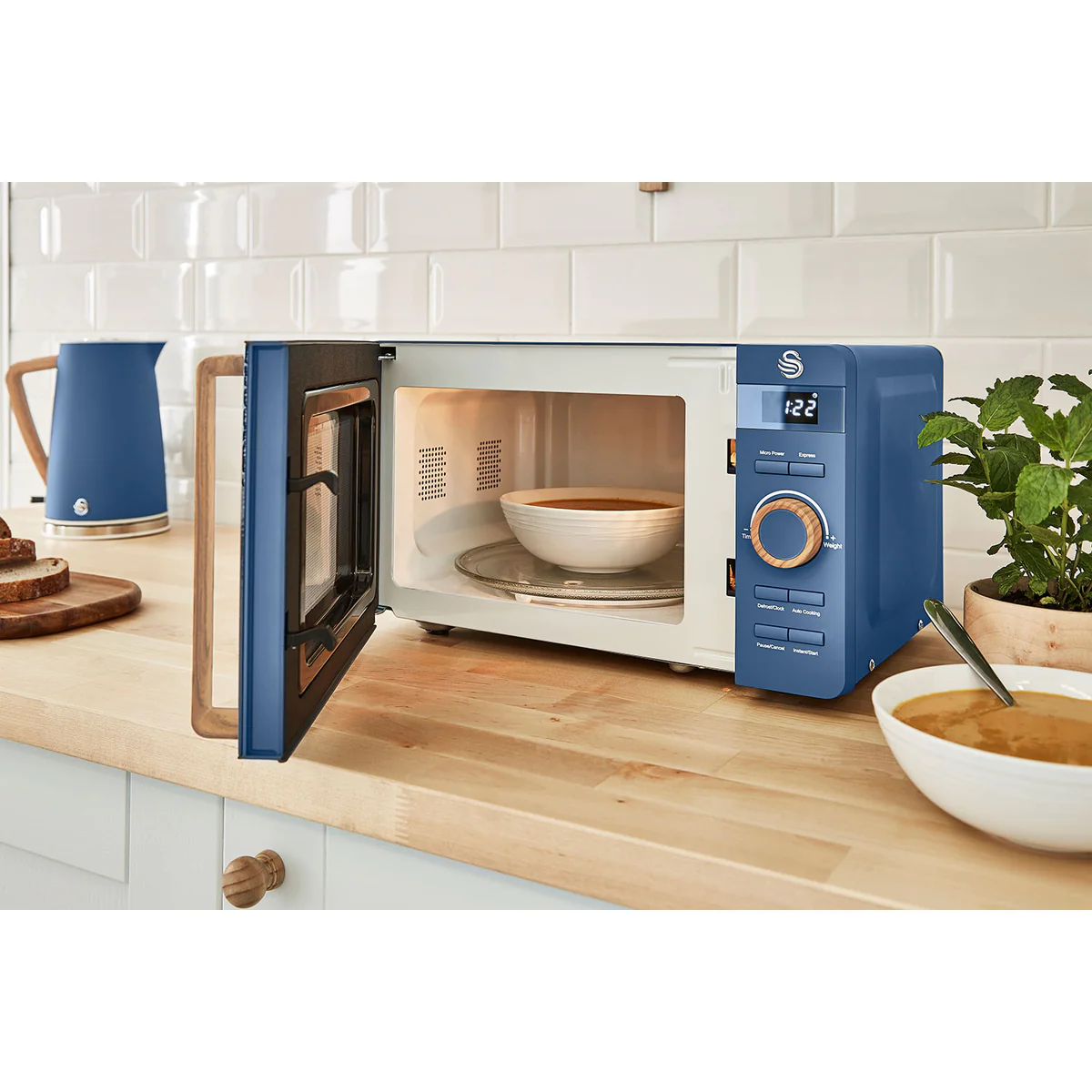 Micro-ondes Digital 20L Design Moderne Nordic 800 Bleu SM22036BLUNEU