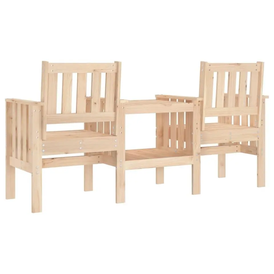 vidaXL - Tuinbank 2-zits - Bruin - Grenenhout - Met tafel