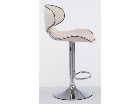 Lot de 2 Tabouret de bar - Similicuir & Chrome - Crème - Las Vegas v2