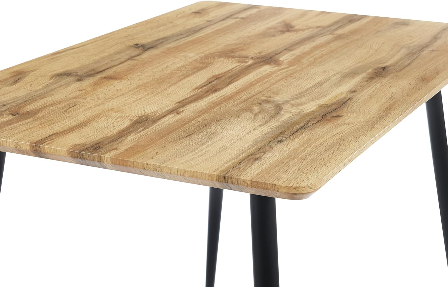SAM Esstisch Trondheim | 115 x 75 cm | Holz Wildeiche-Optik | Schweizer Kante | 4-Fuß-Gestell Metall schwarz | Esszimmer & Küche