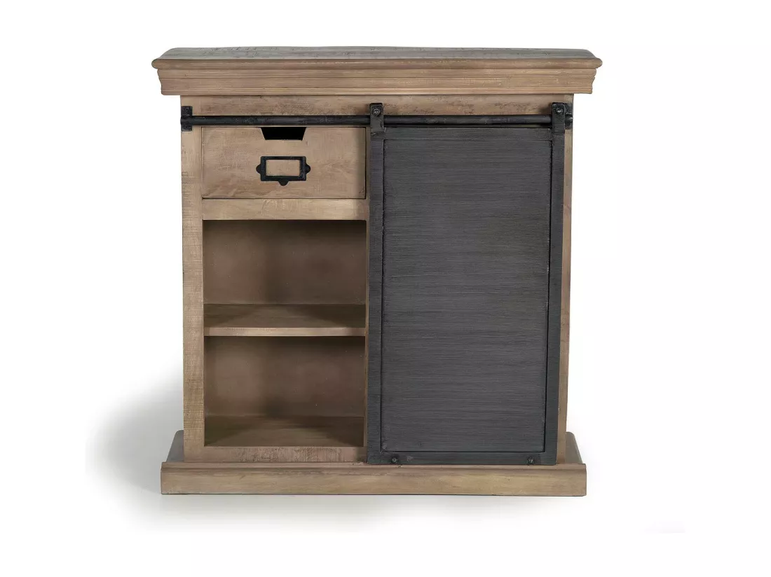 Console en bois de manguier et pieds en métal couleur naturelle Marrón.Giner y Colomer.85x32x85