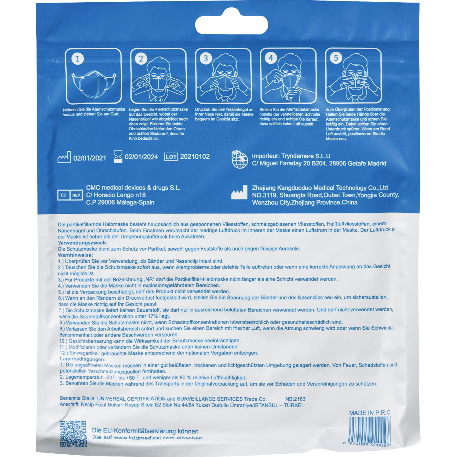 FFP2 selbstfilternde Maske, 12 Stück