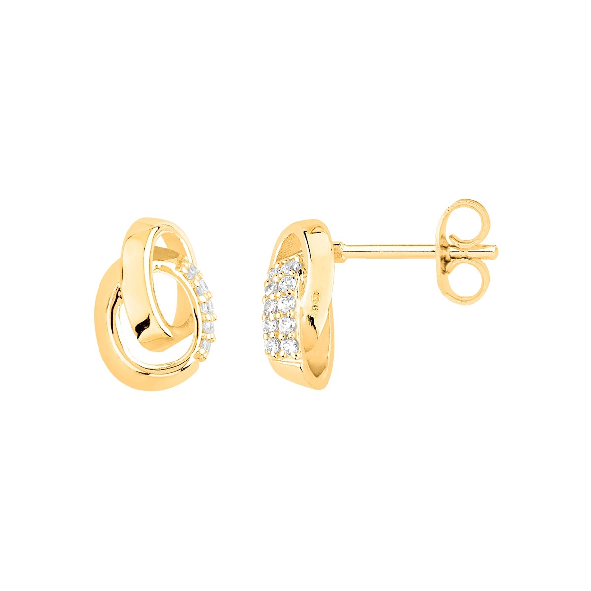 Boucles d'oreilles clous en Plaqué Or avec oxyde de zirconium blanc