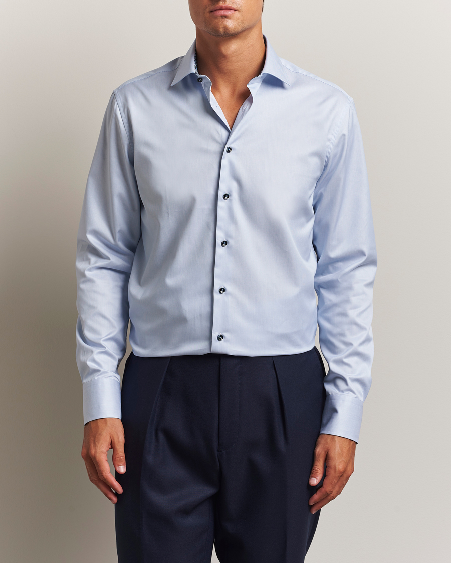 Stenströms Regular Fit Contrast Cotton Shirt White/Blue