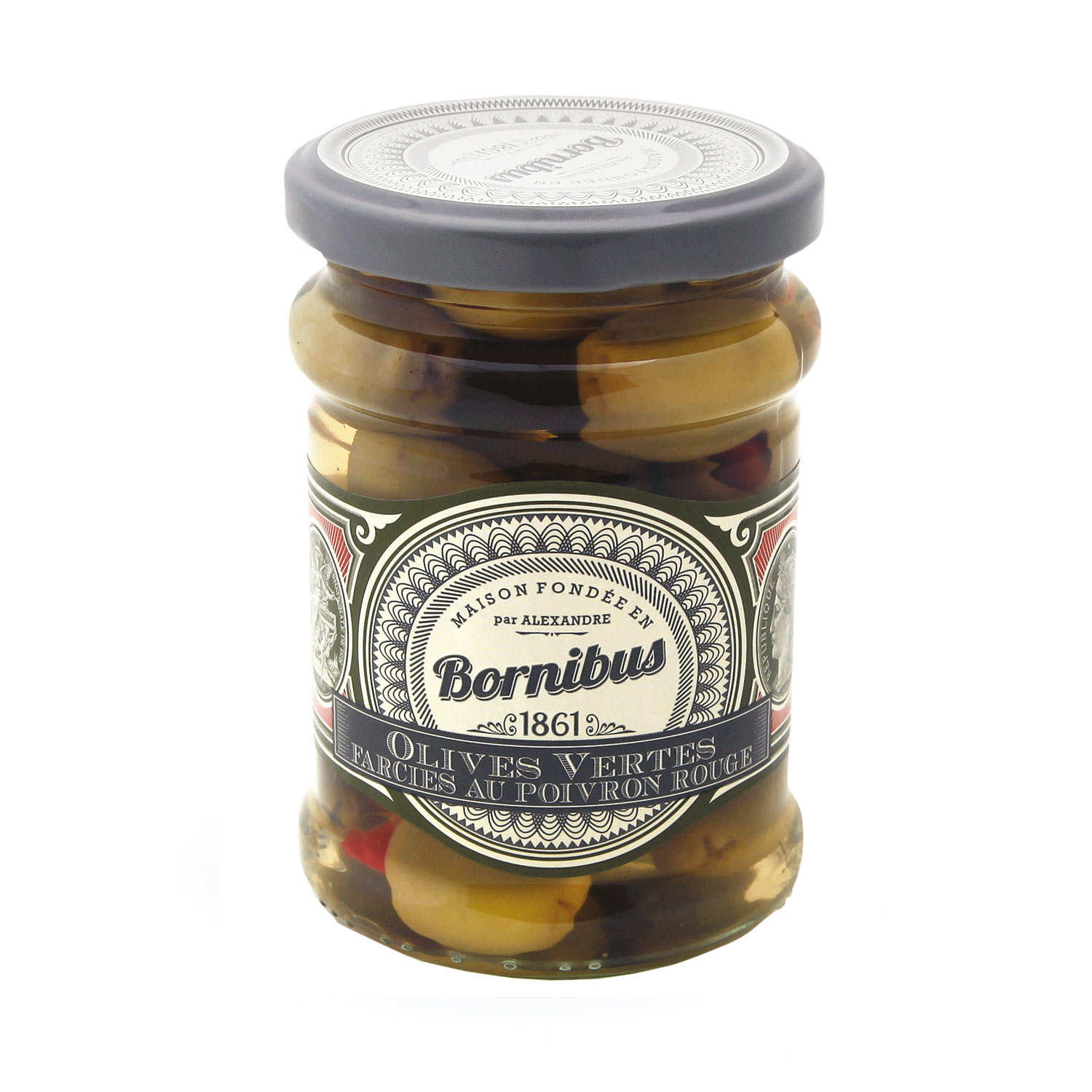 Olives vertes farcies au poivron rouge