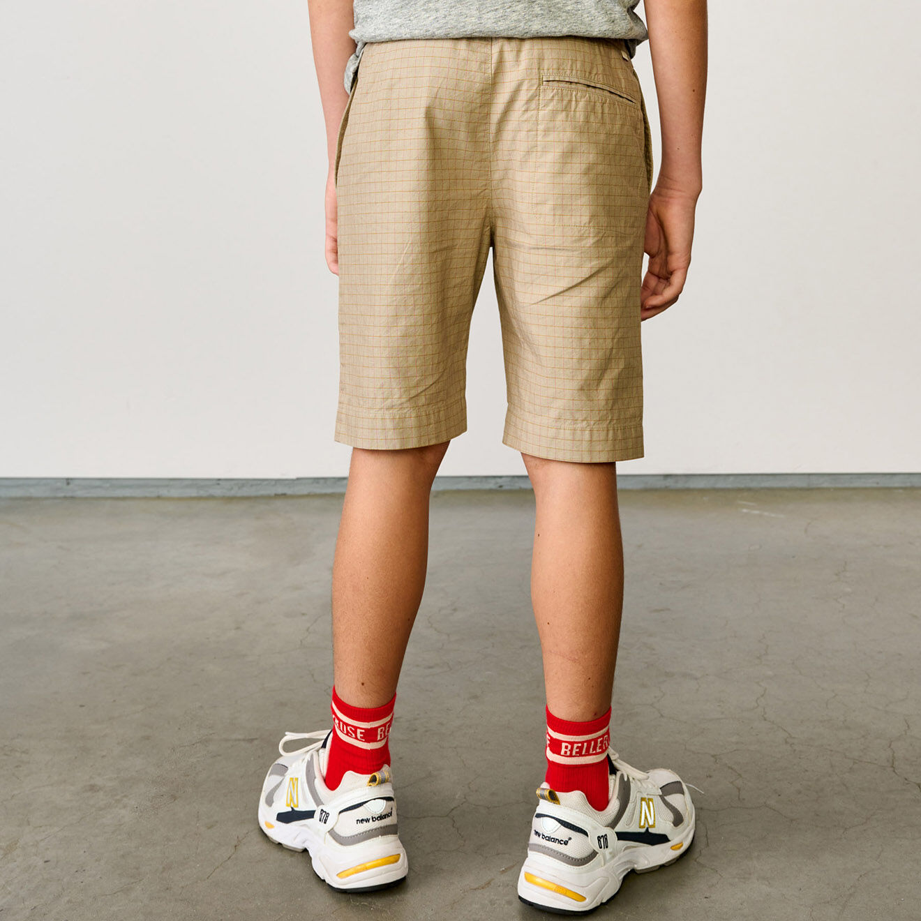 Bellerose Bermuda en Toile de Coton Pawl à carreaux beige