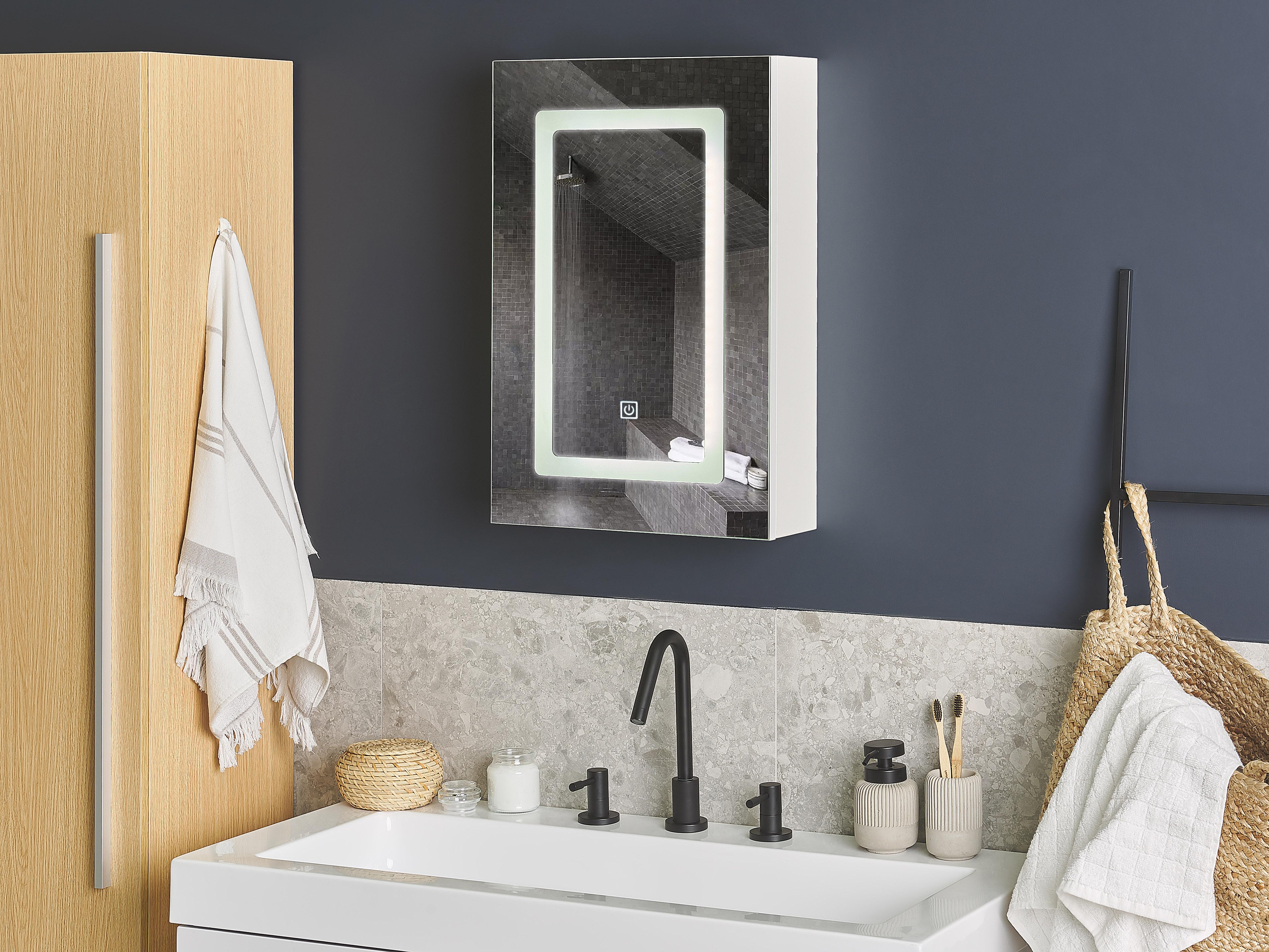 Badkamer wandkast met spiegel LED CONDOR 40 cm 60 cm Wit