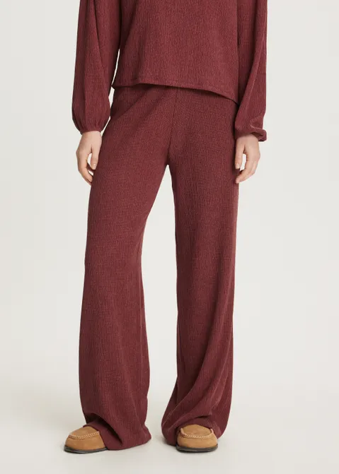Wijde broek met structuur rood (BRIQUE)
