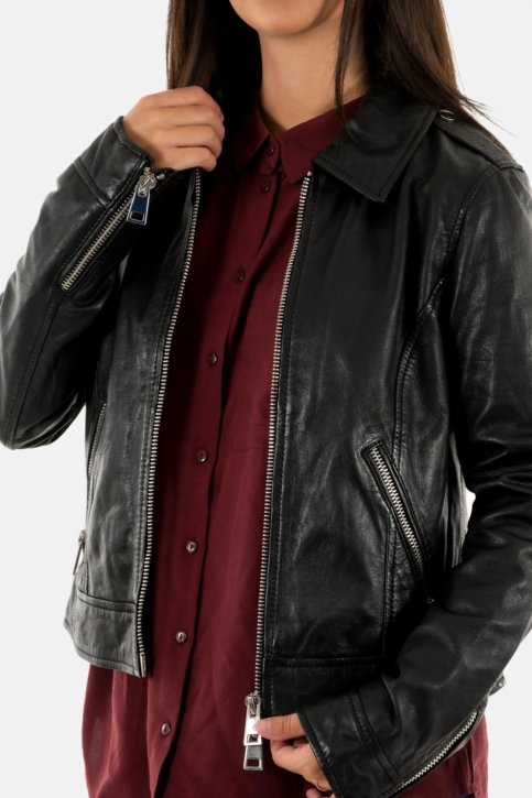 Blousons cuir oakwood jade noir