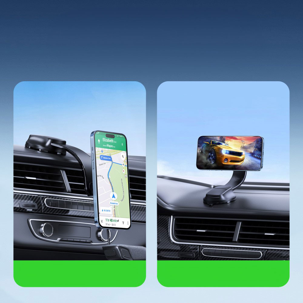(15W) Dashboard MagSafe Auto KFZ Ladegerät Saugnapf Halterung - Schwarz