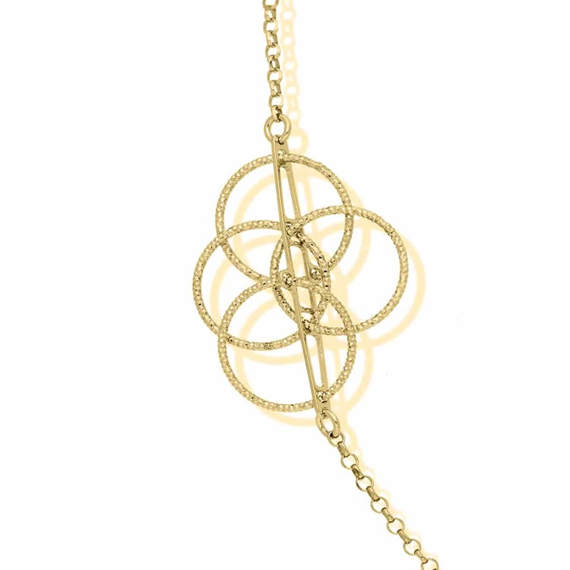Collier Sautoir Cercle Argent Doré Diamanté Silvia