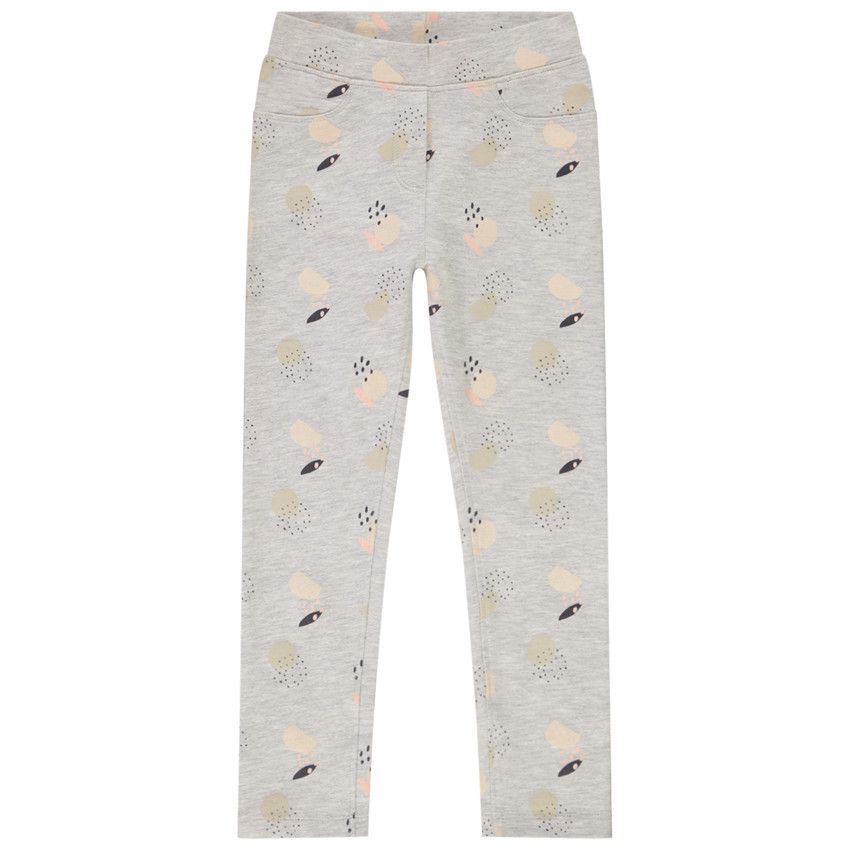 Legging en french terry imprimé fantaisie pour fille - Beige