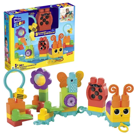 Mattel MEGA BLOKS Rollspaß Raupenzug, Kleinkind Motorik-Spielzeug (Sensorik)
