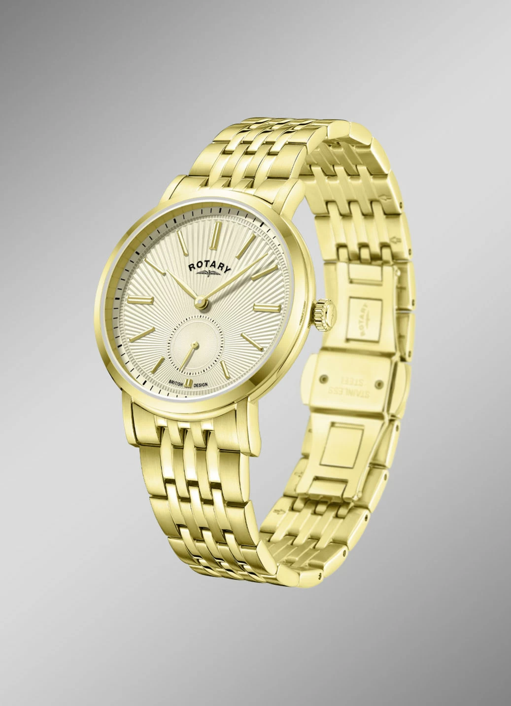Rotary Quartz-Herrenuhr mit Edelstahlbandgehäuse