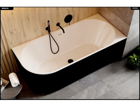 OTITEC - Baignoire asymétrique - 150 x 75 cm - droite - avec siphon c...