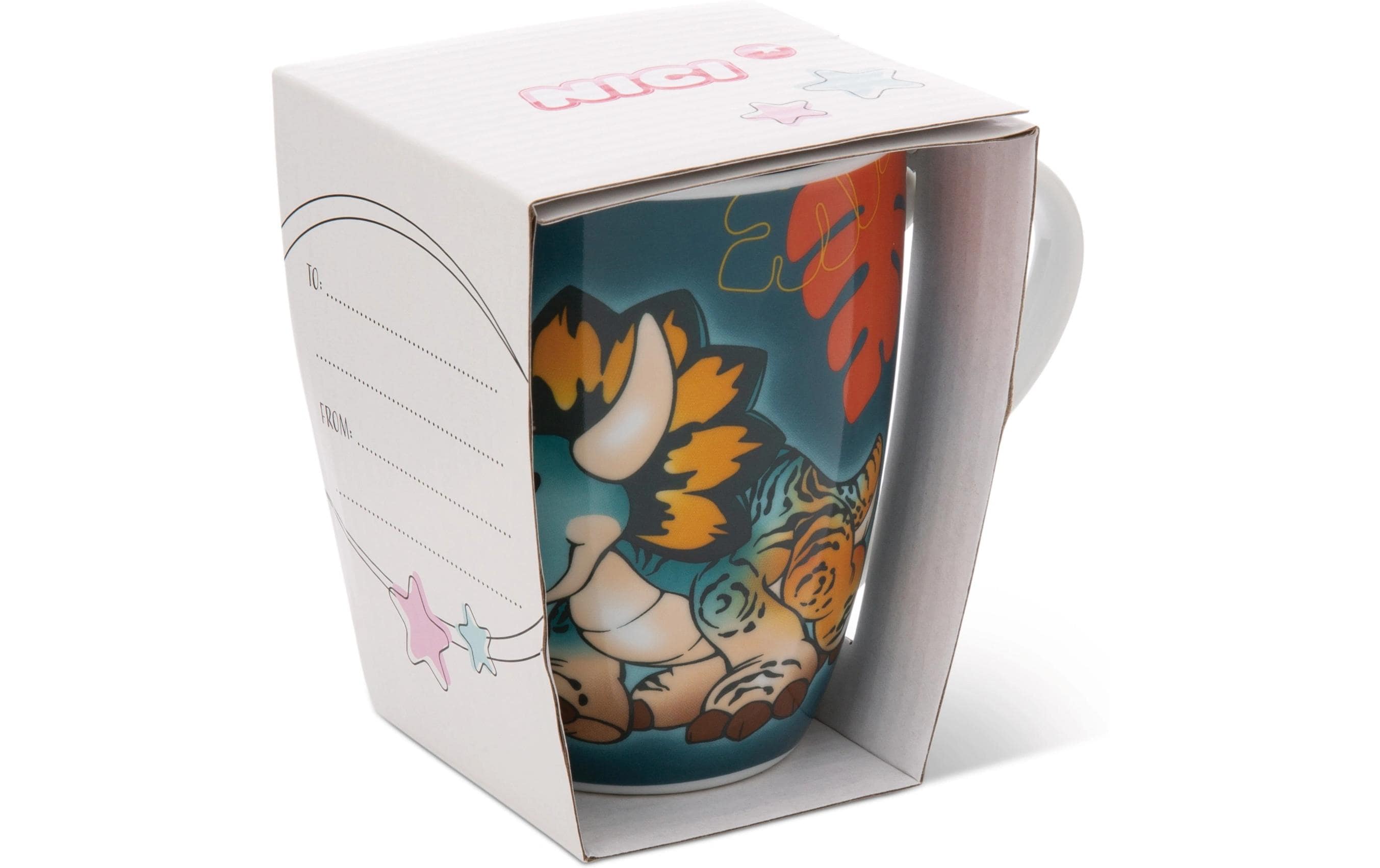 Kindertasse Dino Cerastupsy in GeschenkverpackungPorzellantasse für Kalt- und Heissgetränke