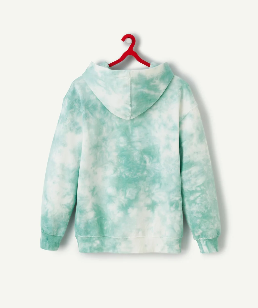 SWEAT À CAPUCHE GARÇON EN COTON BIO IMPRIMÉ TYE AND DIE VERT