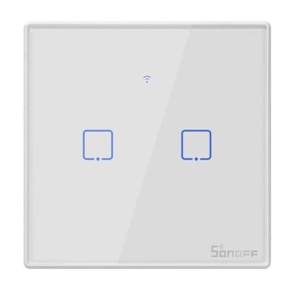 Sonoff Interruptor de Parede Táctil Duplo Wi-Fi Remoto - Sonoff T2EU2C-TX - T2EU2