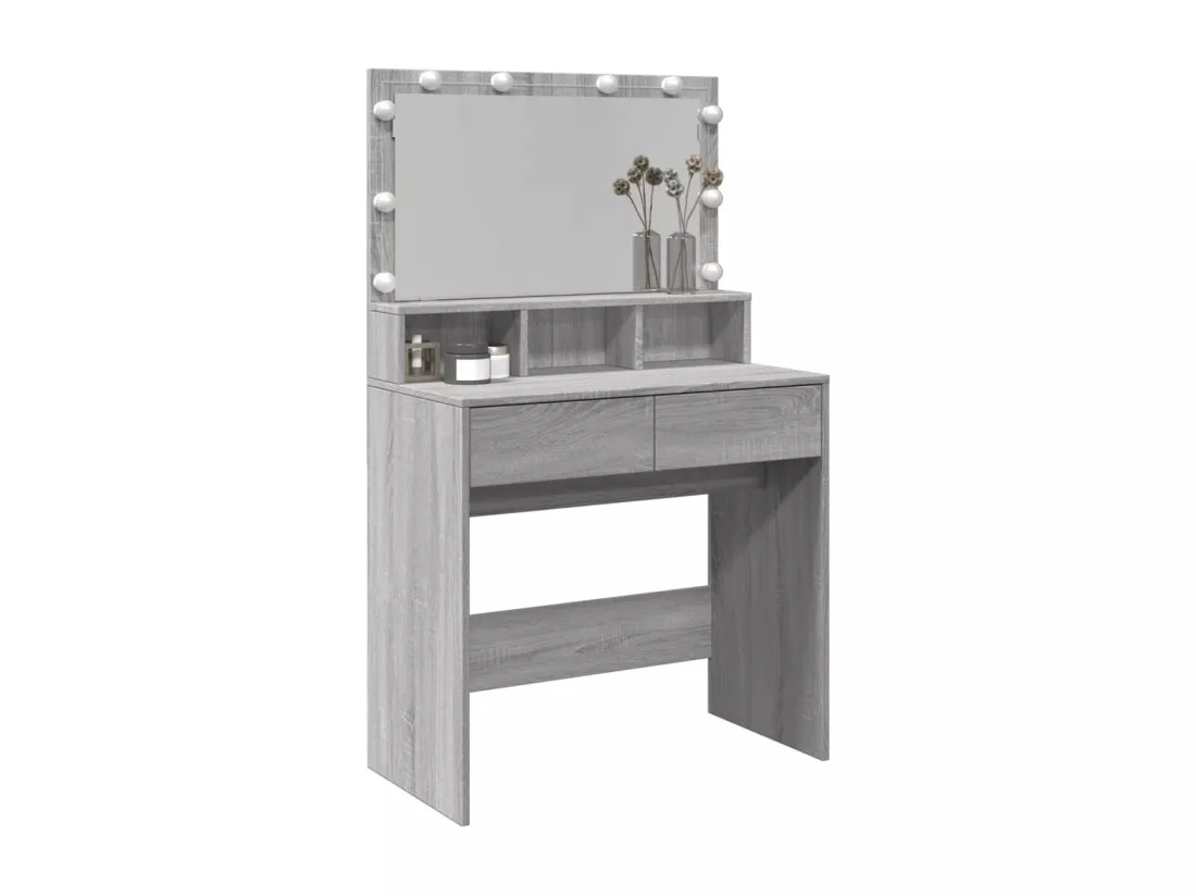 Coiffeuse avec LED sonoma gris 80x41x134,5 cm