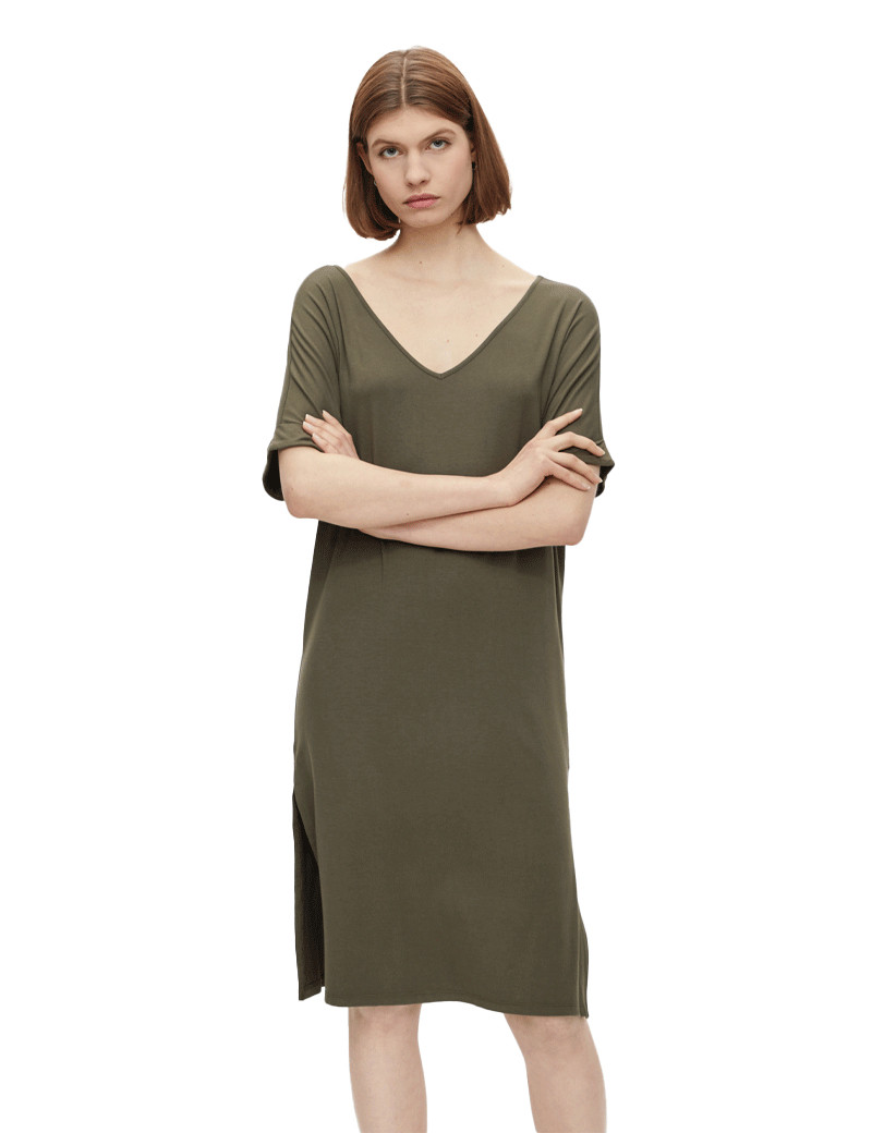 PIECES ROBE LONGUE VISCOSE NEORA KAKI