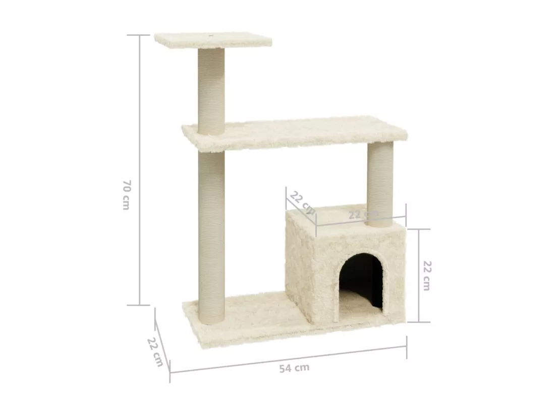Arbre à chat avec griffoirs en sisal Crème 70 cm