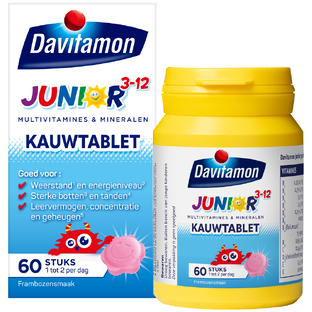 Davitamon Junior 3  KauwVitamines Framboos 60KTB