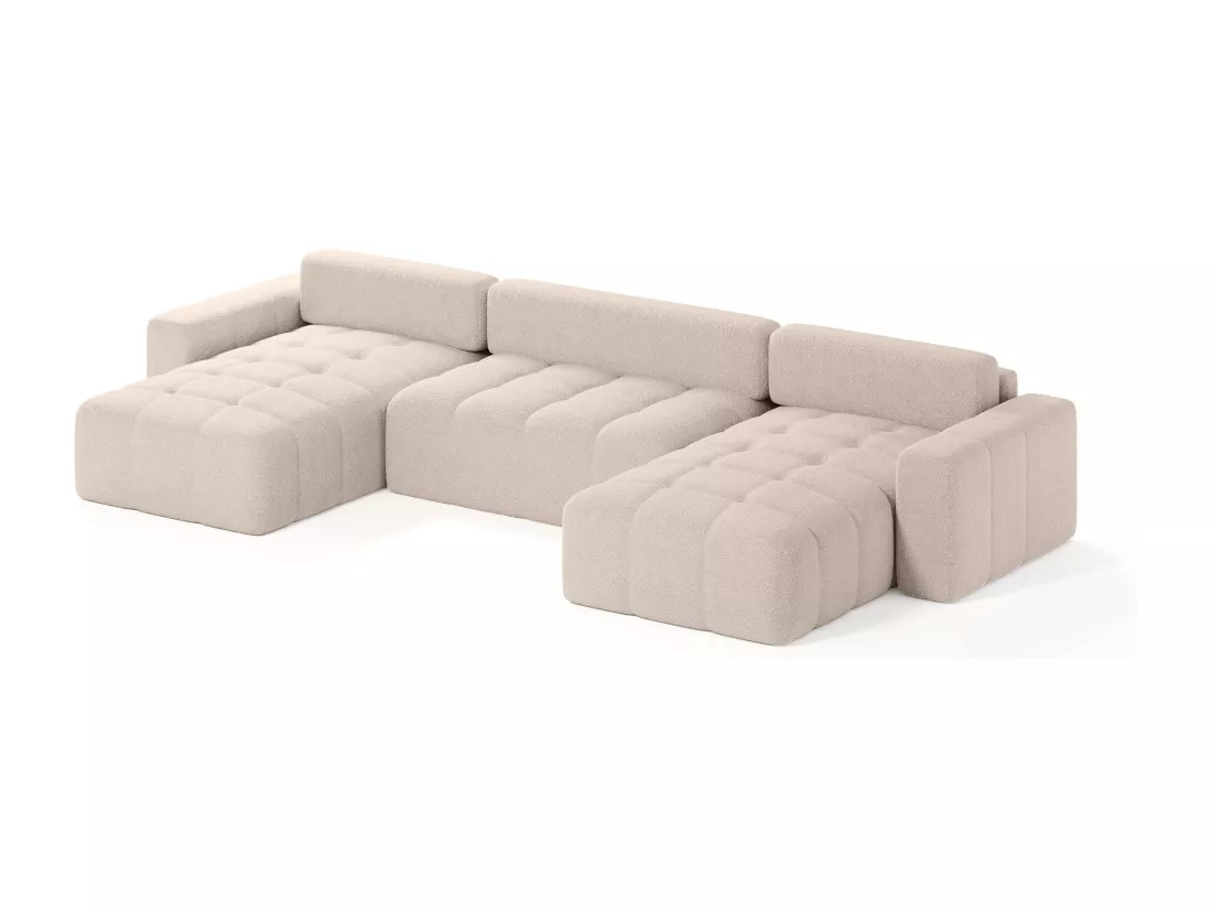 CANAPÉ PANORAMIQUE en tissu Bouclé 10 places Bornum U, Beige