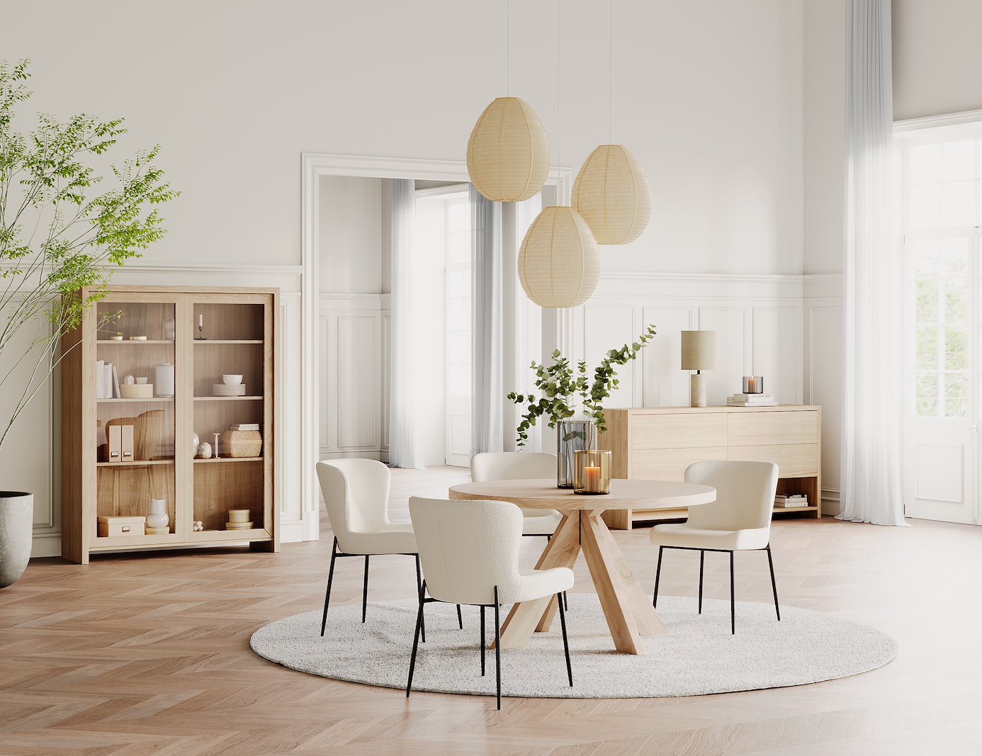 Glam spisestol Tekstil Bouclé RPES dove og sorte ben