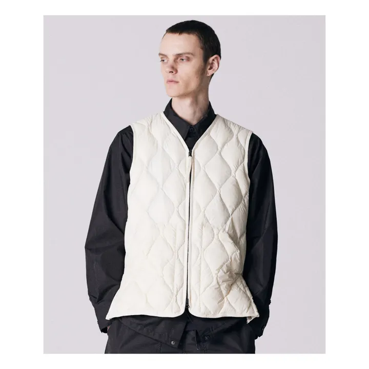 Taion Veste Zippée Sans Manches Military Unisexe Nylon | Ecru