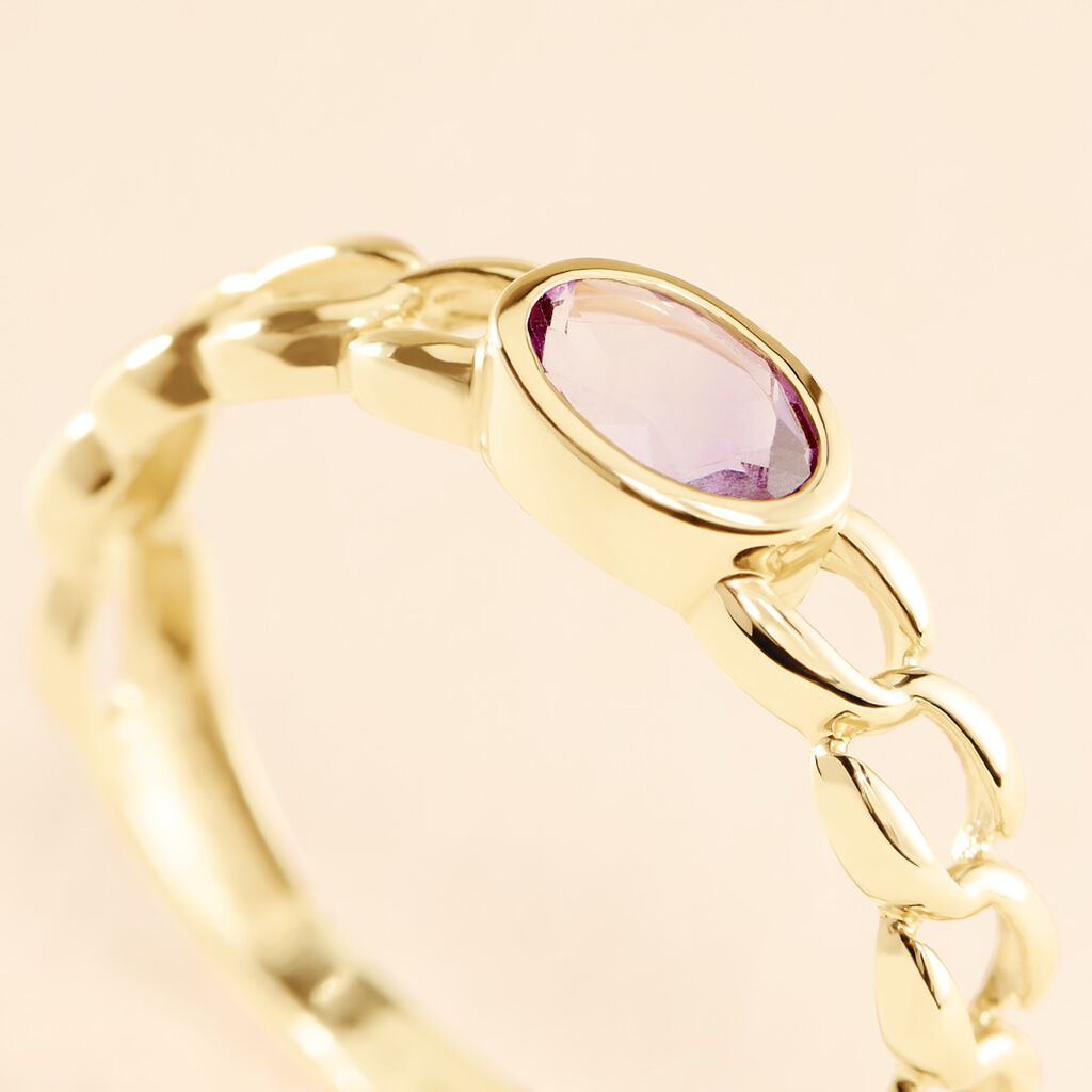Bague Chain Or Jaune Améthyste