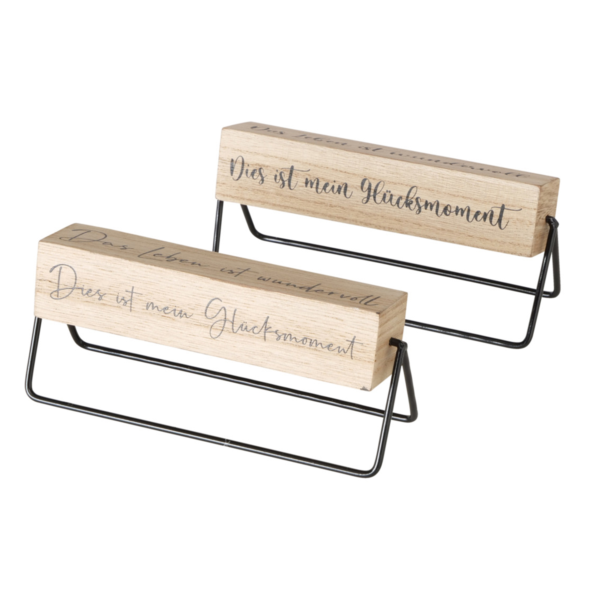 Schild GLÜCKSMOMENT- natur-schwarz - 2-fach sortiert