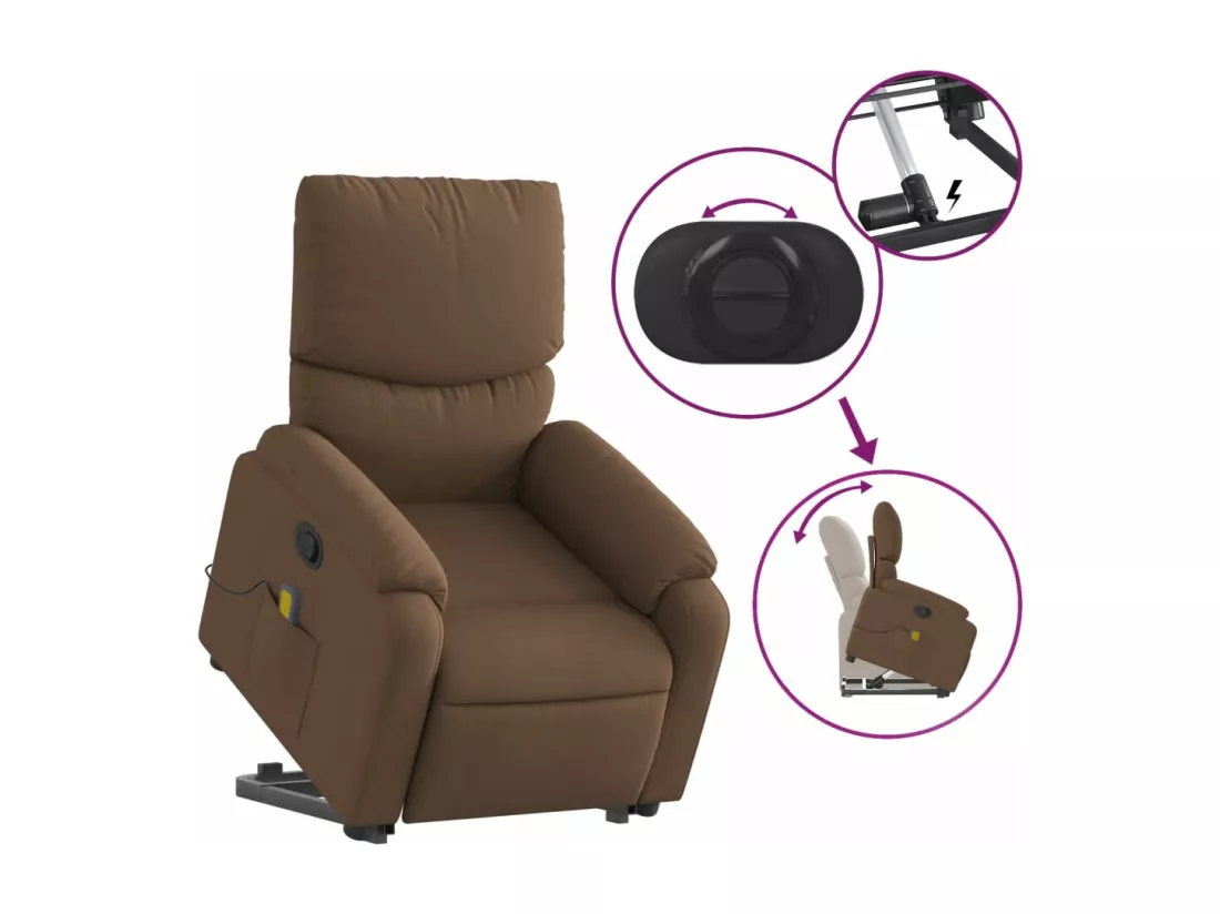 Fauteuil massant inclinable Marron Tissu