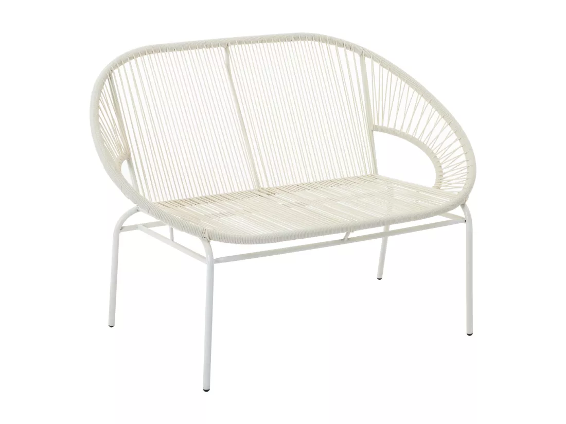 Banc de jardin en fils de résine tressés - Blanc - ALIOS III de MYLIA