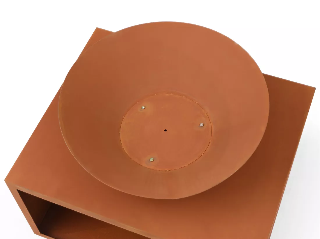 Brasero en acier Corten avec range bûches - L90 x H67,5 x P75 cm - BEZIO