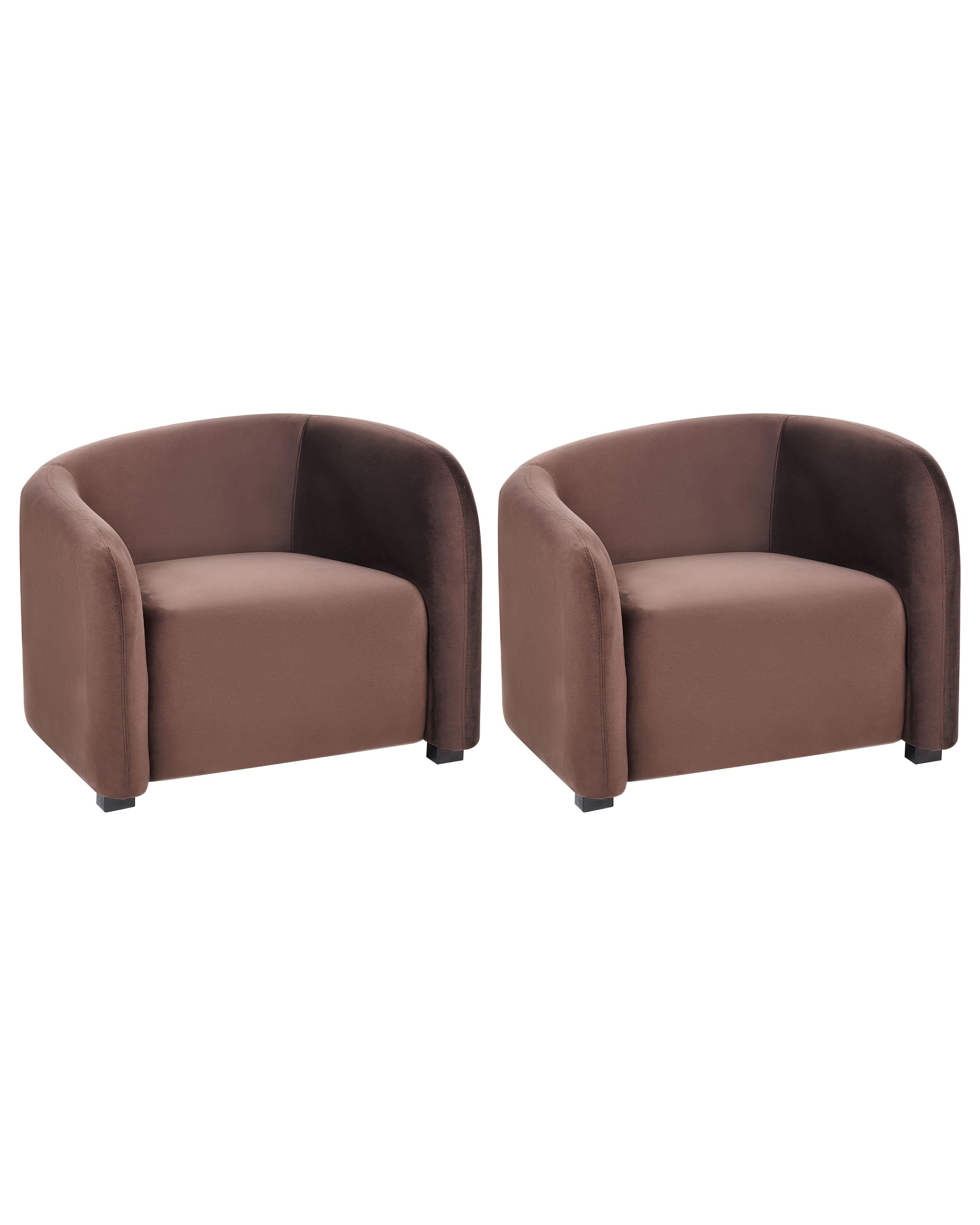 Set van 2 fauteuils VELTADA Fluweel Donkerbruin