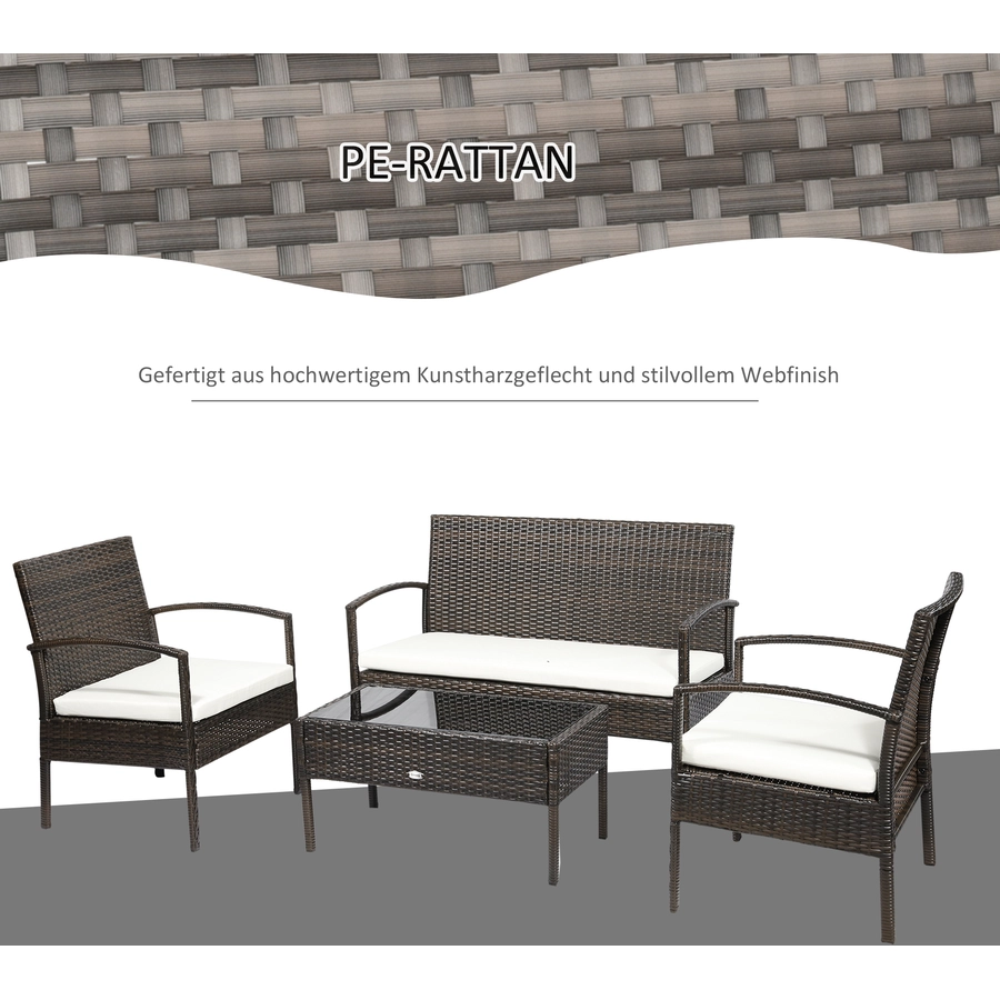 Outsunny Sitzgruppe inklusive Sitzbank, zei Stühlen und kleinem Tisch bunt