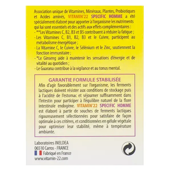 Ineldea Vitamin 22 Specific Homme 60 gélules