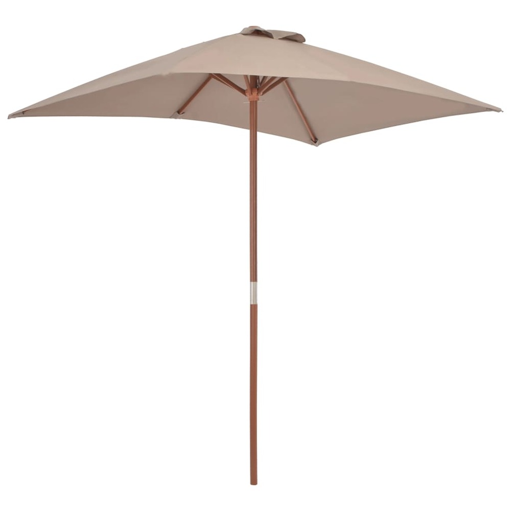 Parasol avec mât en bois 150 x 200 cm taupe