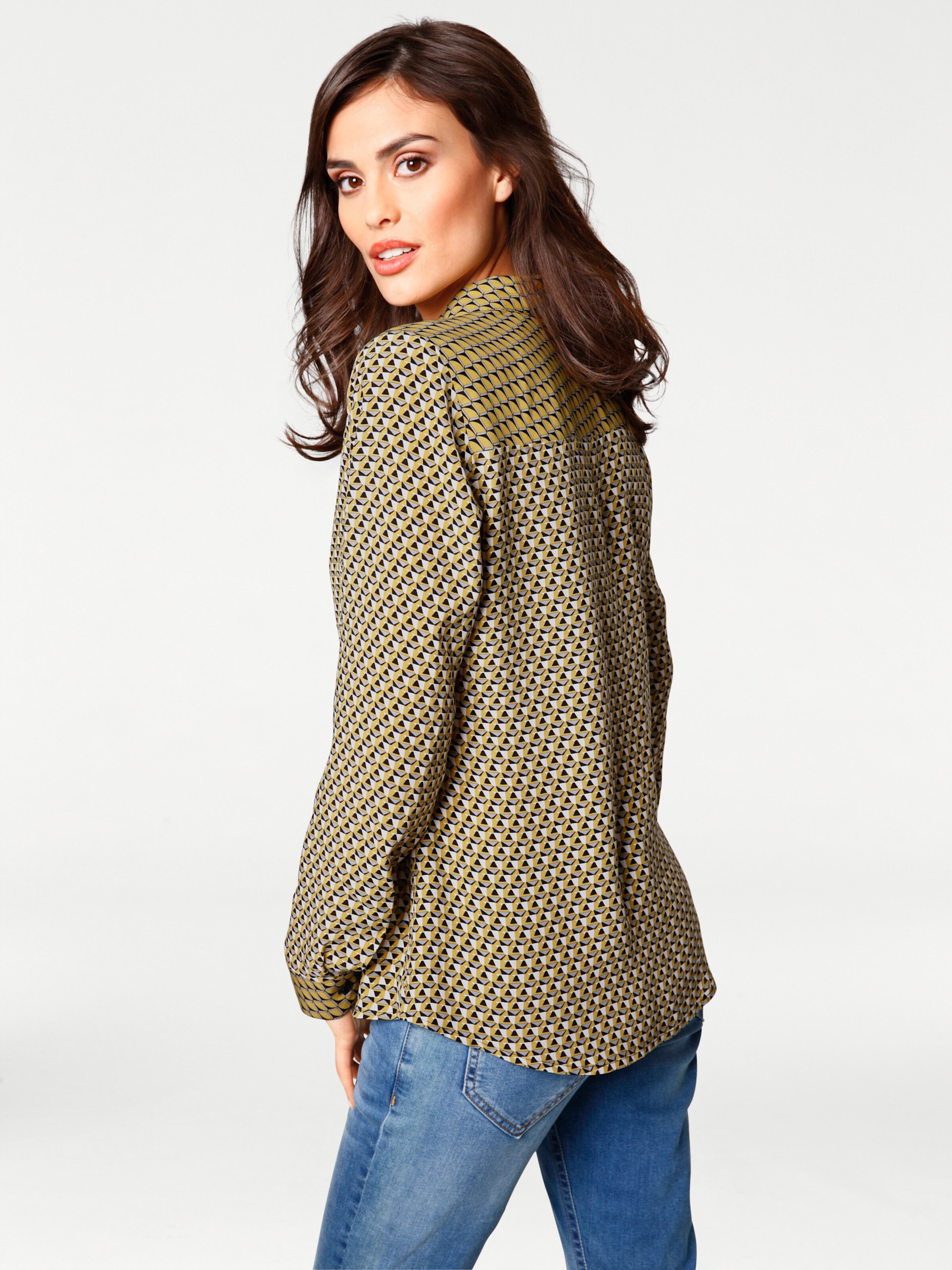 heine Druckbluse in gelb-grau