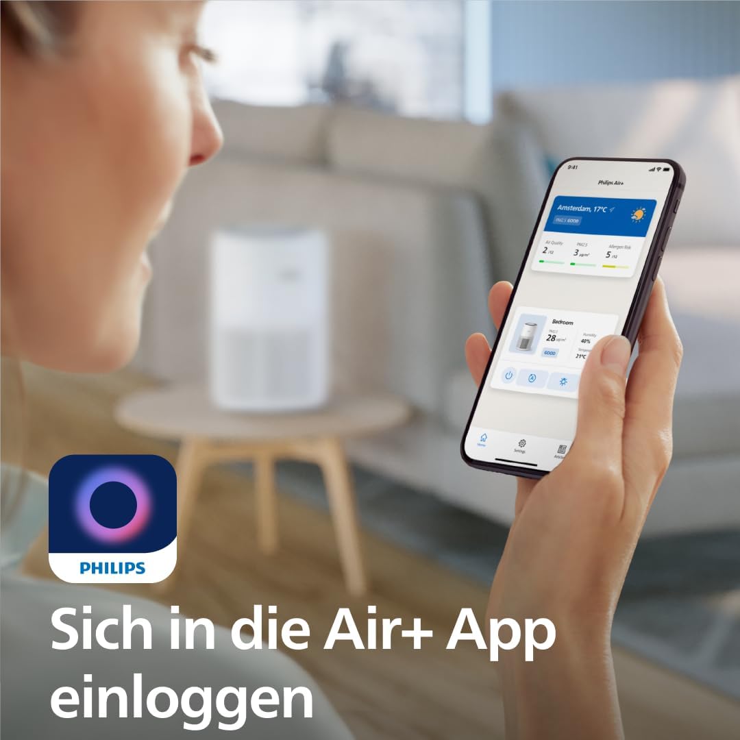 Philips Luftreiniger 900 Serie, HEPA NanoProtect + Aktivkohlefilter, CADR 250m³/h für 65m² Allergiker, leise, intelligent und energieeffizient (AC0950/10)