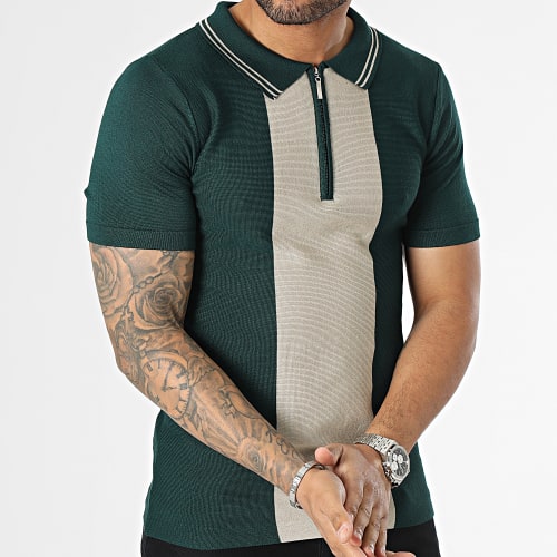 Polo Manches Courtes Vert Beige