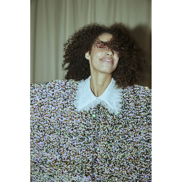 HUNKØN Kaia Sequin Jacket White