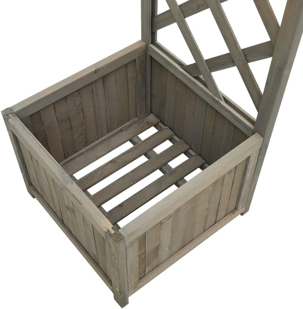 vidaXL Garten-Pergola mit Blumenkasten Grau Massivholz Tanne