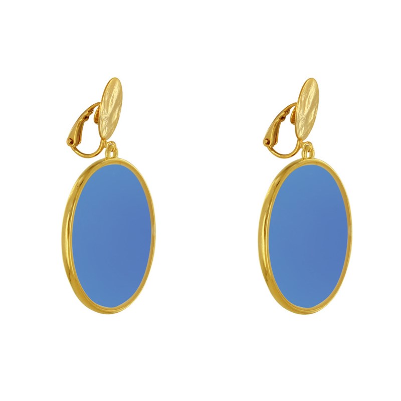 Boucles d'Oreilles Clip Métal Doré Cercle Coloré Translucide