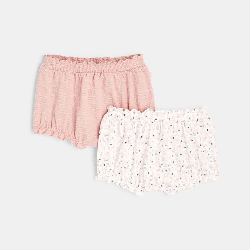 Short maille fantaisie taille élastiquée (lot de 2) rose naissance Rose