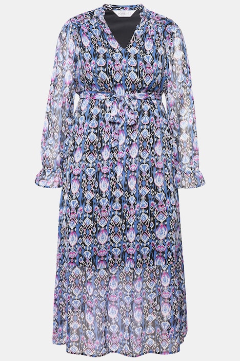 Maxikleid, A-Line, grafischer Print, elastische Taille